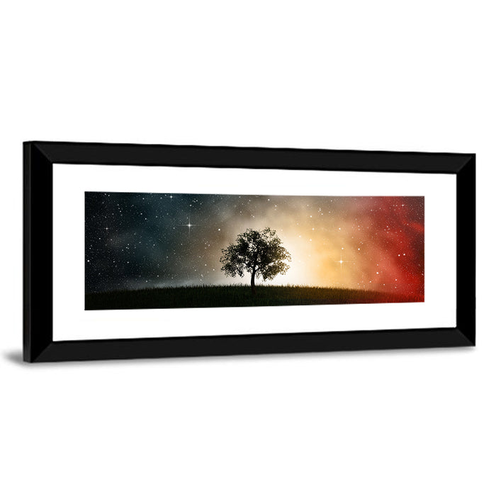 Tree Under Starry Sky Wall Art as a framed print