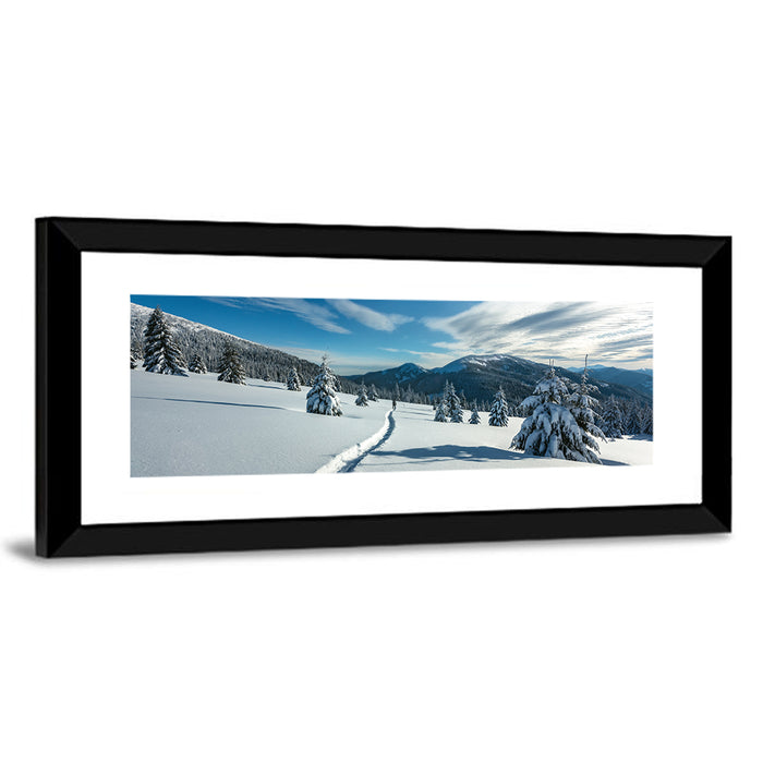 Snowy Carpathian Trail Wall Art as a framed print