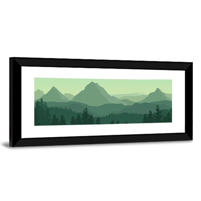 Green Mountain Silhouette Wall Art as a framed print