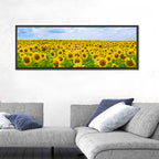 Sunflower Field Under Blue Sky Wall Art