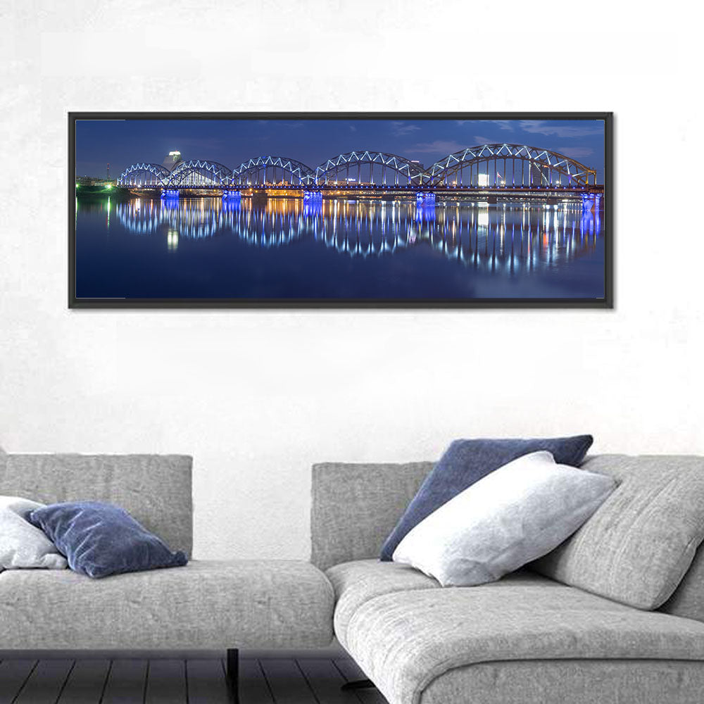 Riga Railway Bridge at Night Wall Art
