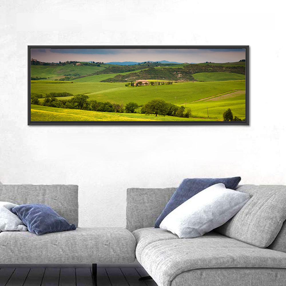 Tuscany in Summer Wall Art in a room, panoramic