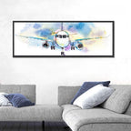 Symmetrical Airplane Watercolor Sketch Wall Art