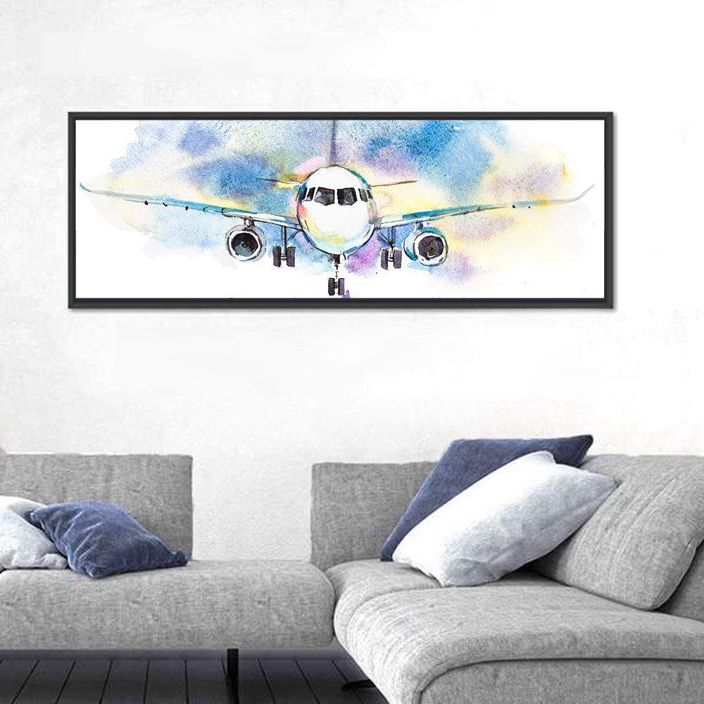 Symmetrical Airplane Watercolor Sketch Wall Art