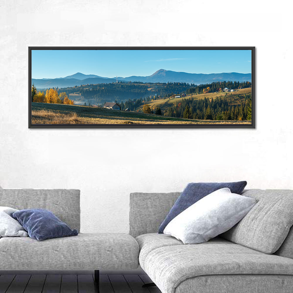 Yablunytsia Village Mountain View Wall Art in a room, panoramic