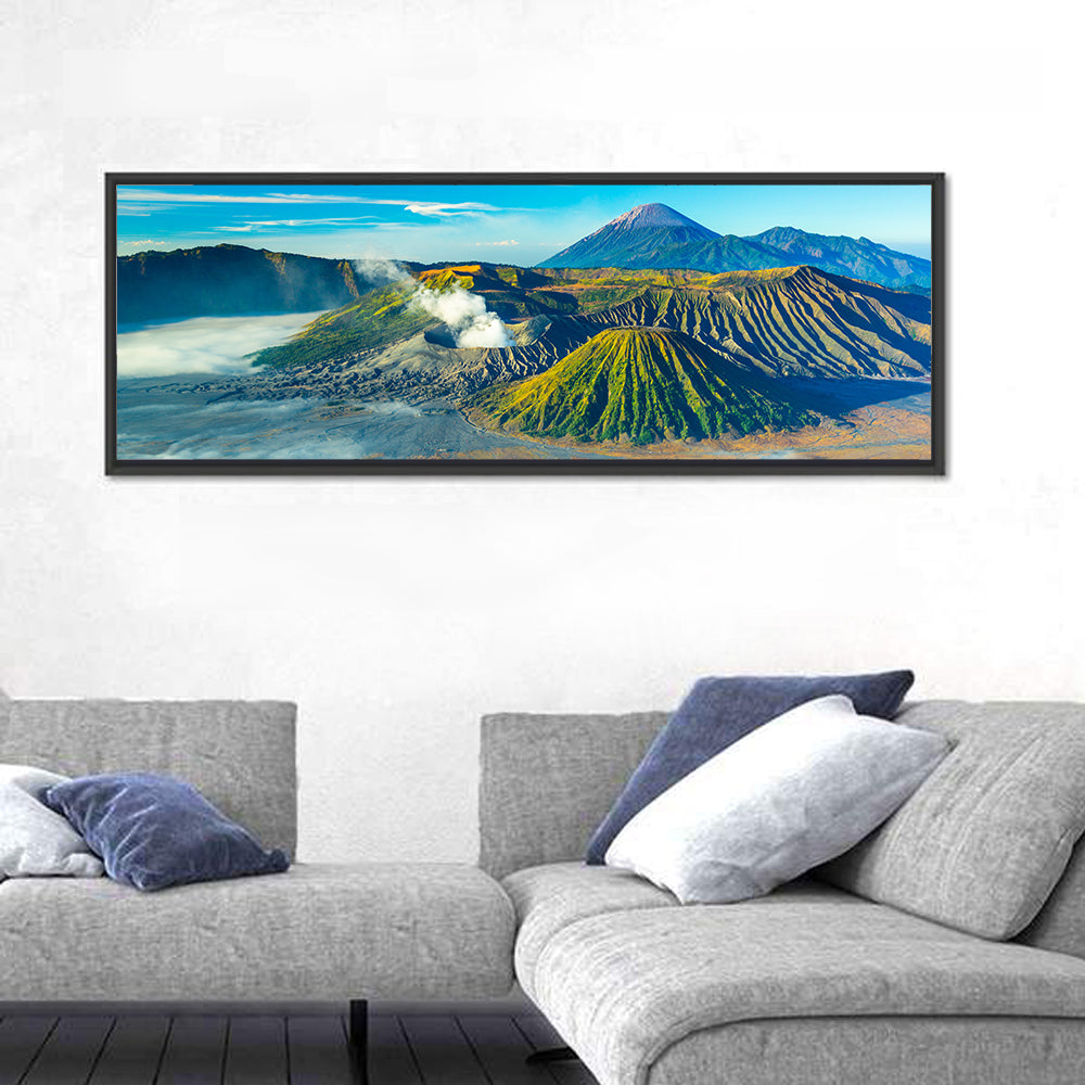 Mount Bromo at Sunrise Wall Art in a room, panoramic