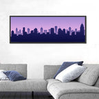 Purple American City Silhouette Wall Art