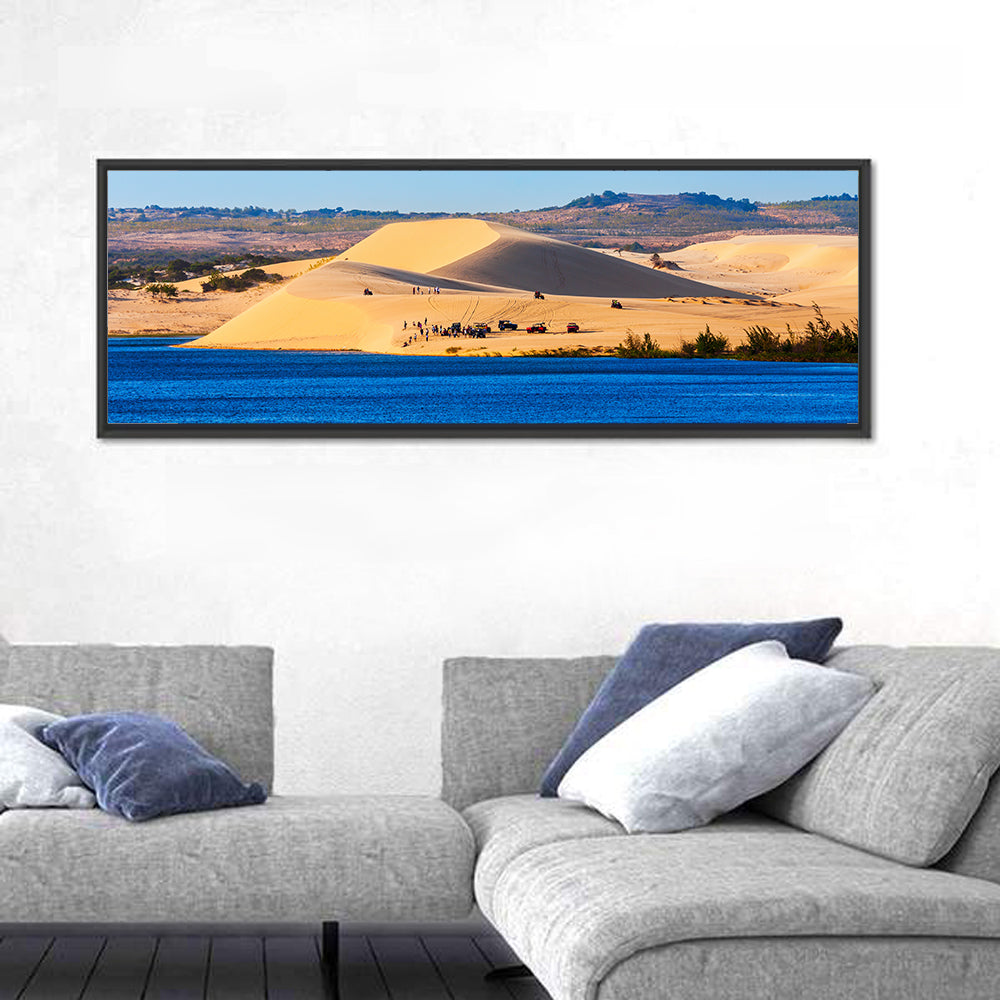 Mui Ne Sand Dunes Wall Art in a room, panoramic