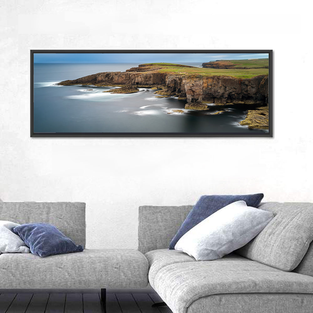 Yesnaby Cliffs, Scotland Wall Art in a room, panoramic