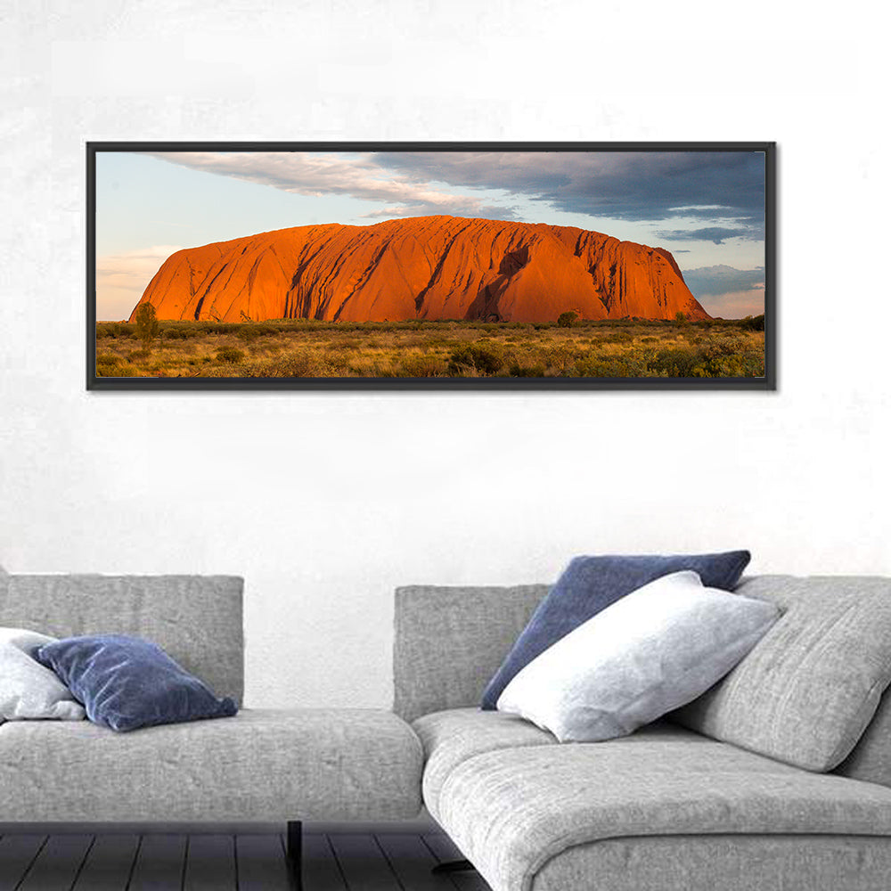 Uluru Red Rock Wall Art in a room, panoramic