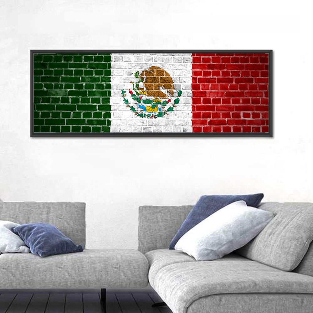 Weathered Mexico Flag with Coat of Arms Wall Art