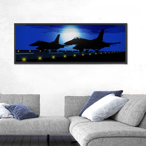 Military Planes Against Moon Wall Art