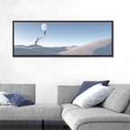 Surreal Desert with Red Umbrella Wall Art