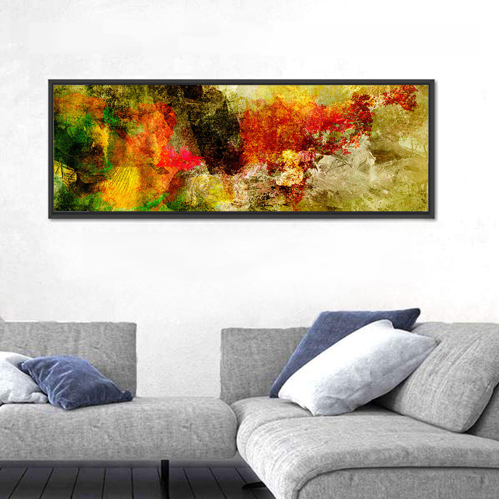 Layered Paint Texture Study Wall Art in a room, panoramic