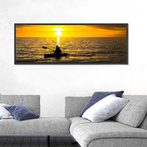 Fisherman In Ocean Sunset Wall Art