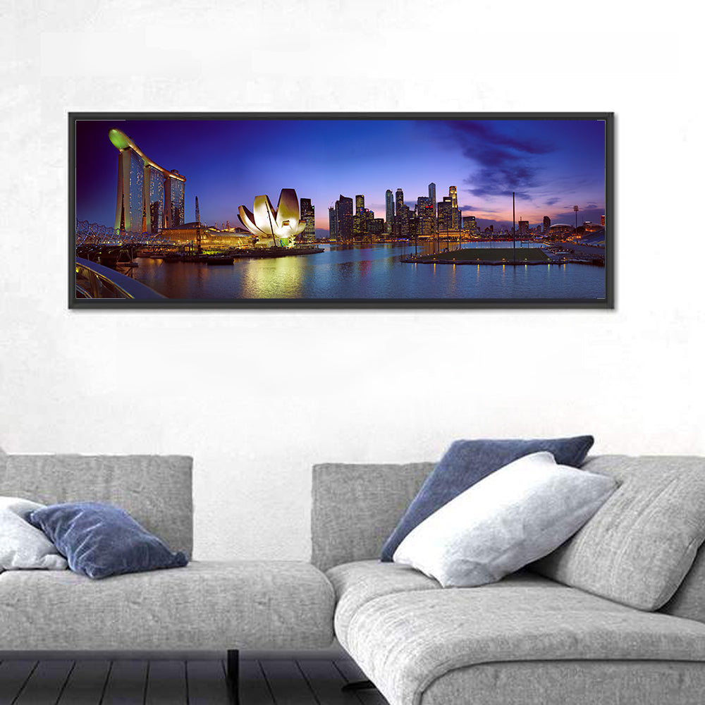 Marina Bay Sands at Twilight Wall Art in a room, panoramic