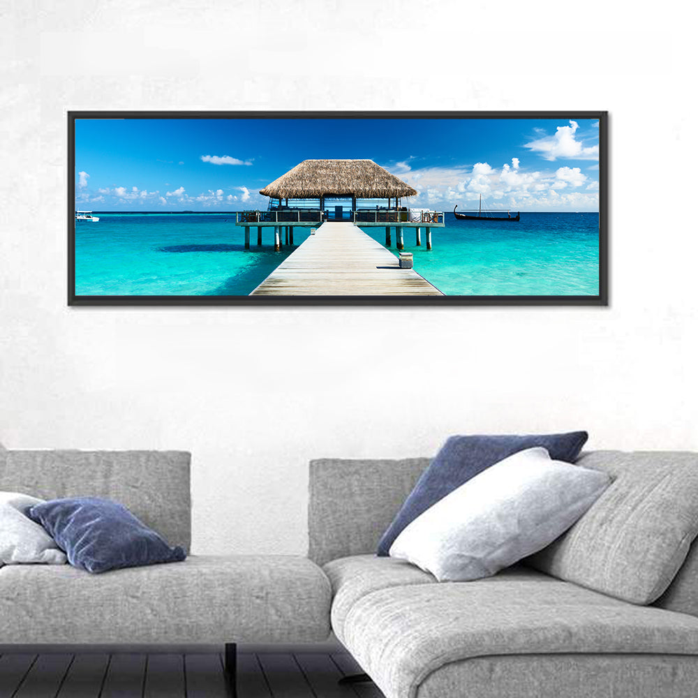 Maldives Wooden Jetty Over Turquoise Water Wall Art