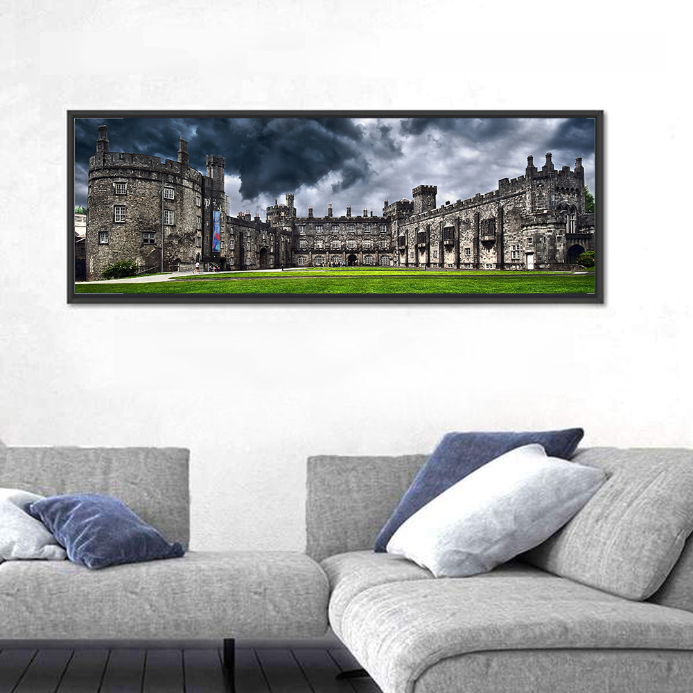 Kilkenny Castle Stormy Sky Wall Art in a room, panoramic