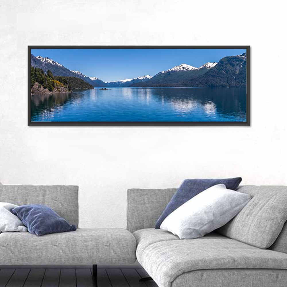 Lake Near Bariloche, Argentina Wall Art in a room, panoramic