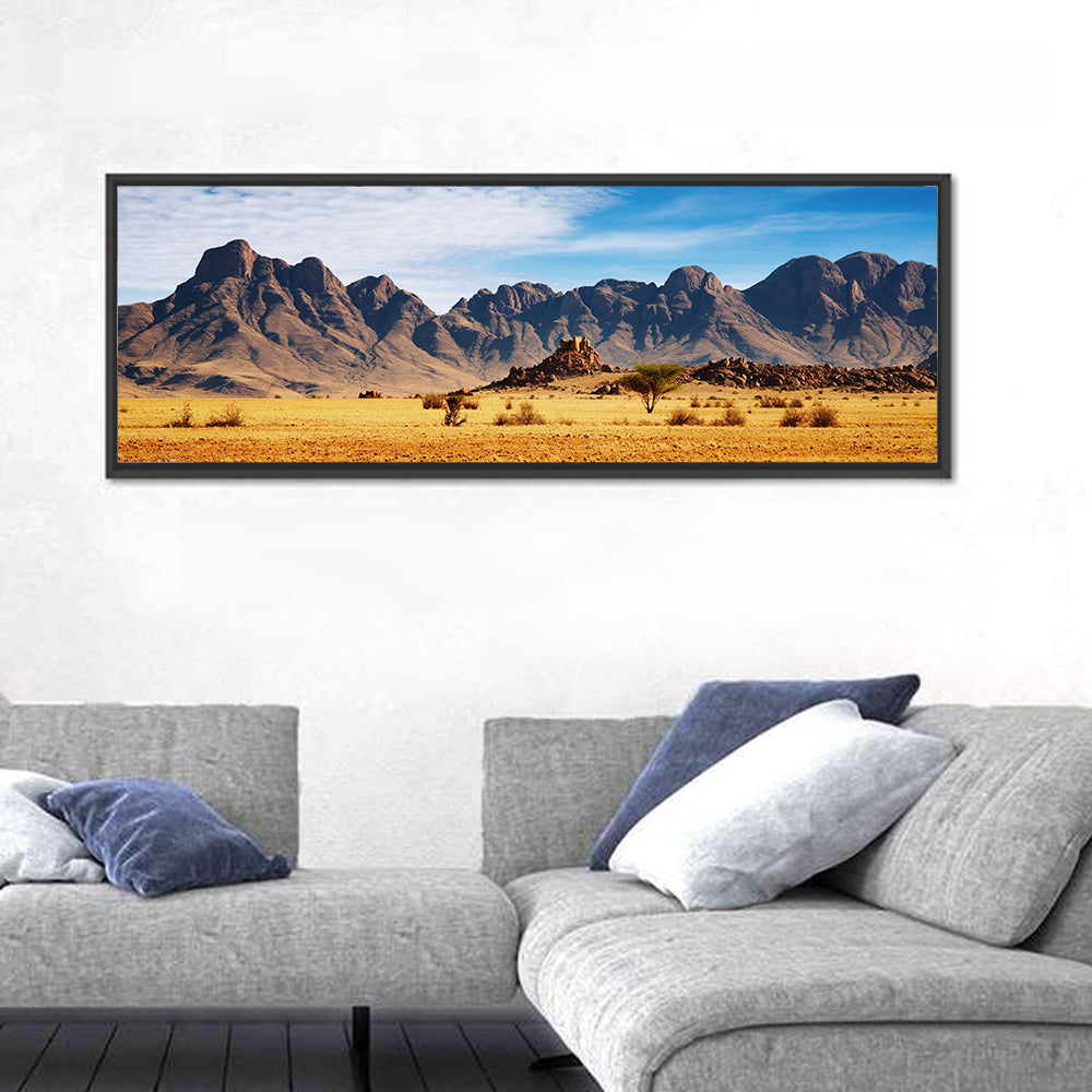 Namib Desert Rocks Wall Art in a room, panoramic