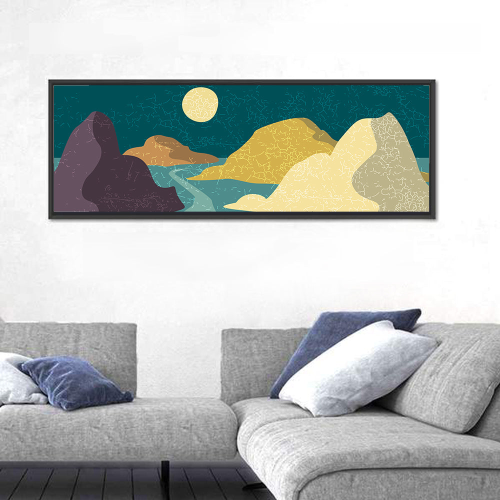 Moonlit Minimalist Mountain Wall Art
