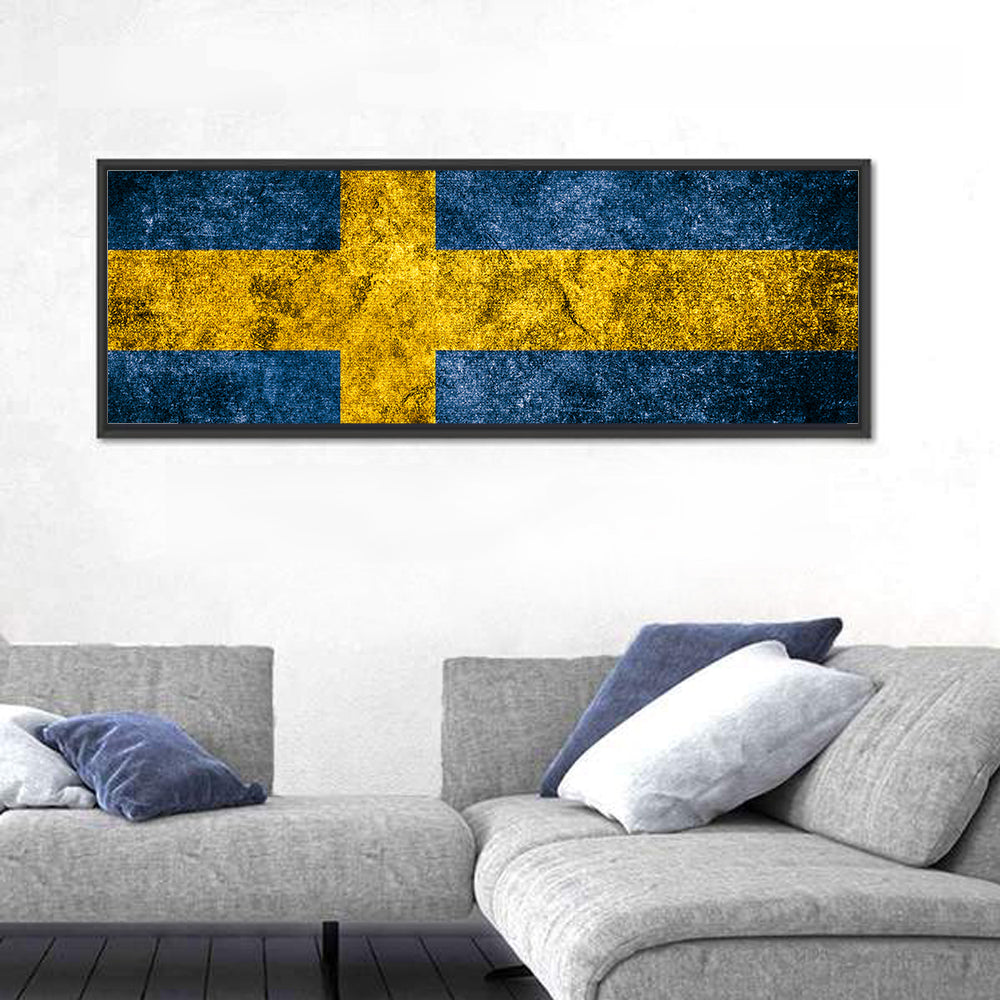 Distressed Sweden Flag Wall Art