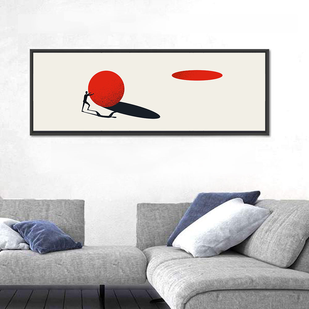 Man Pushing Sphere Wall Art