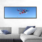 Skydiving Formation Over Clouds Wall Art