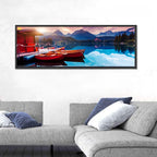 High Tatras Sunset Lake with Red Boats Wall Art