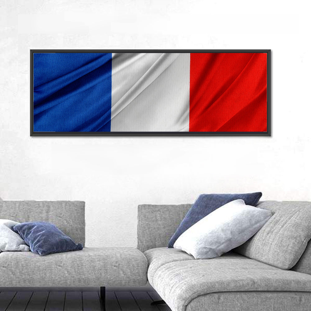 French Flag Tricolor with Folded Texture Wall Art