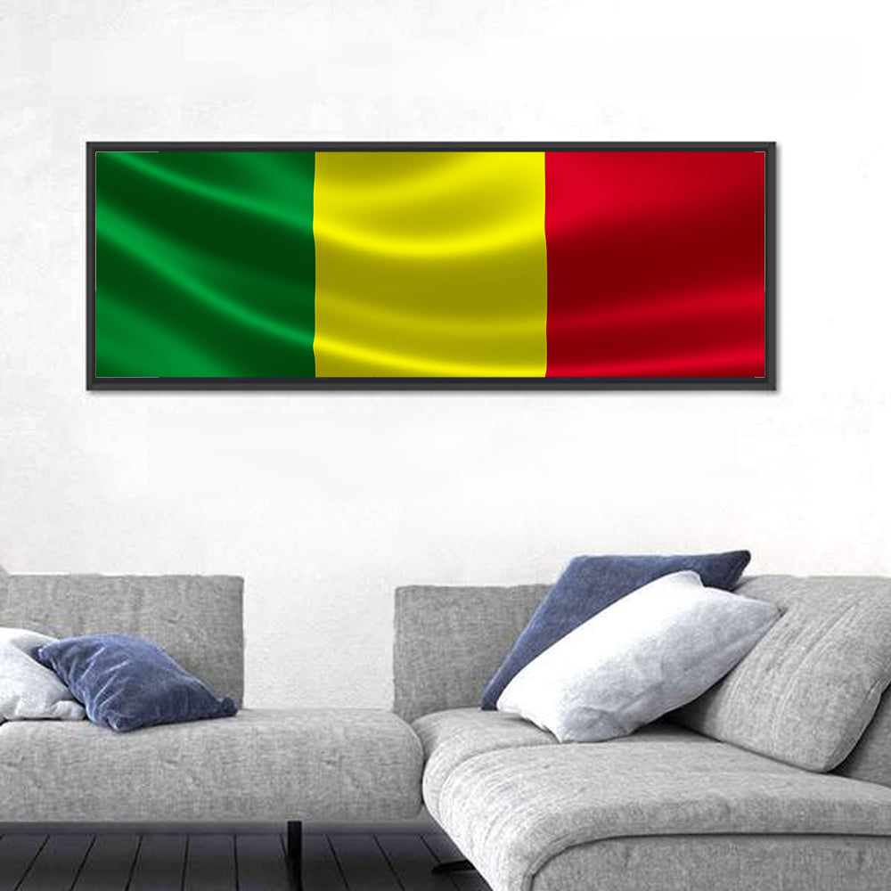 Mali Flag with Waving Fabric Texture Wall Art