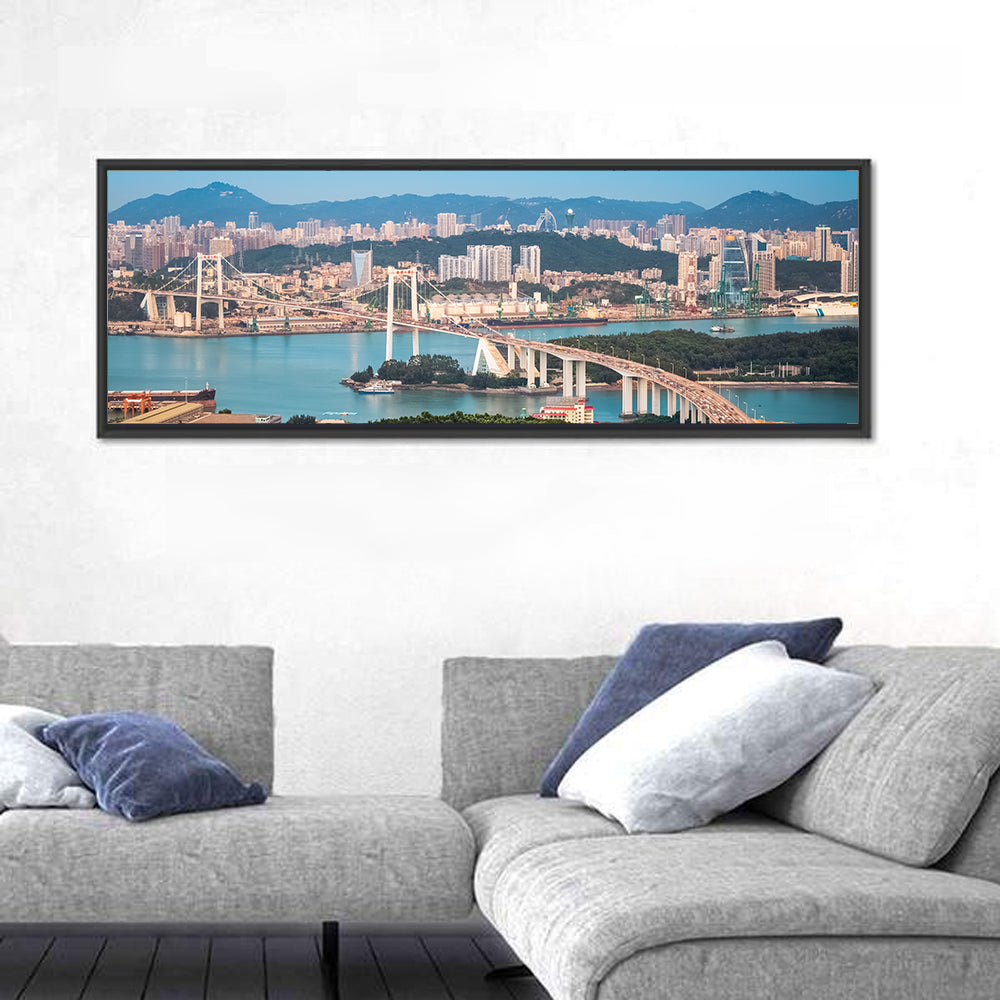 Haicang Suspension Bridge at Dusk Wall Art