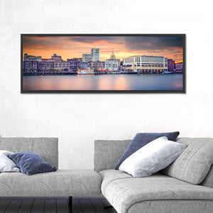 Savannah River Front Skyline Wall Art