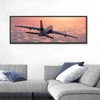 Passenger Plane Above Golden Clouds Wall Art