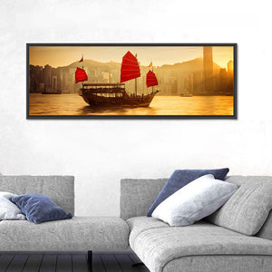 Victoria Harbor Skyline Sunset Wall Art