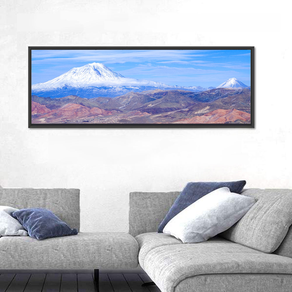 Snow-capped Mount Ararat Wall Art in a room, panoramic