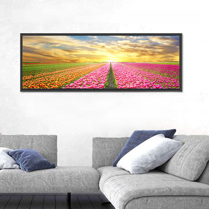 Sunrise Over Tulip Field Wall Art