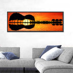Sunset Trees and Lake Reflection Wall Art