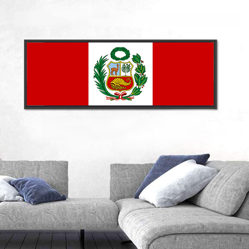 Peruvian Flag with Coat of Arms Wall Art