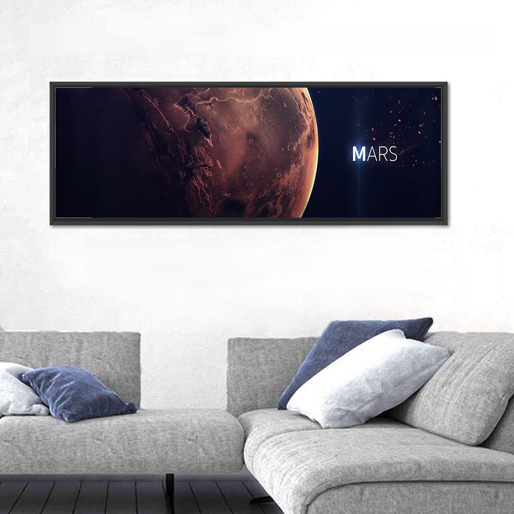Mars Close-up Wall Art in a room, panoramic