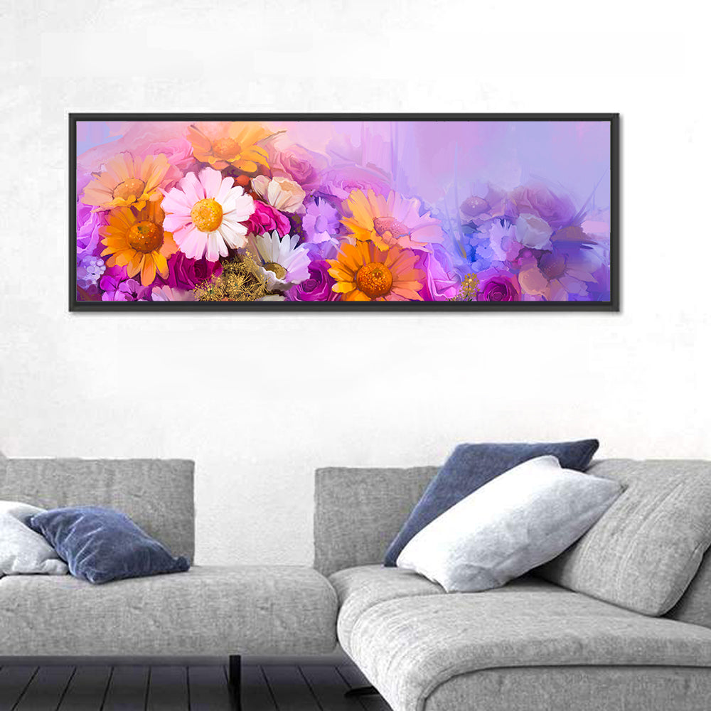 Spring Blooms with Gradient Wash Wall Art in a room, panoramic
