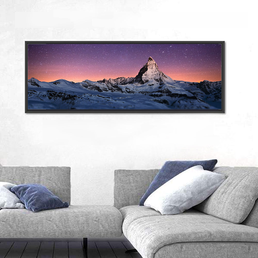 Matterhorn Nightscape Wall Art in a room, panoramic