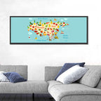 Illustrated Fruit World Map Wall Art