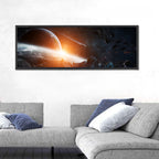 Gigantic Asteroids Over Ringed Planet Wall Art
