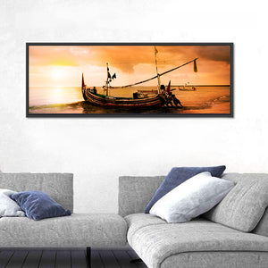 Boat On Beach At Bali Island Wall Art