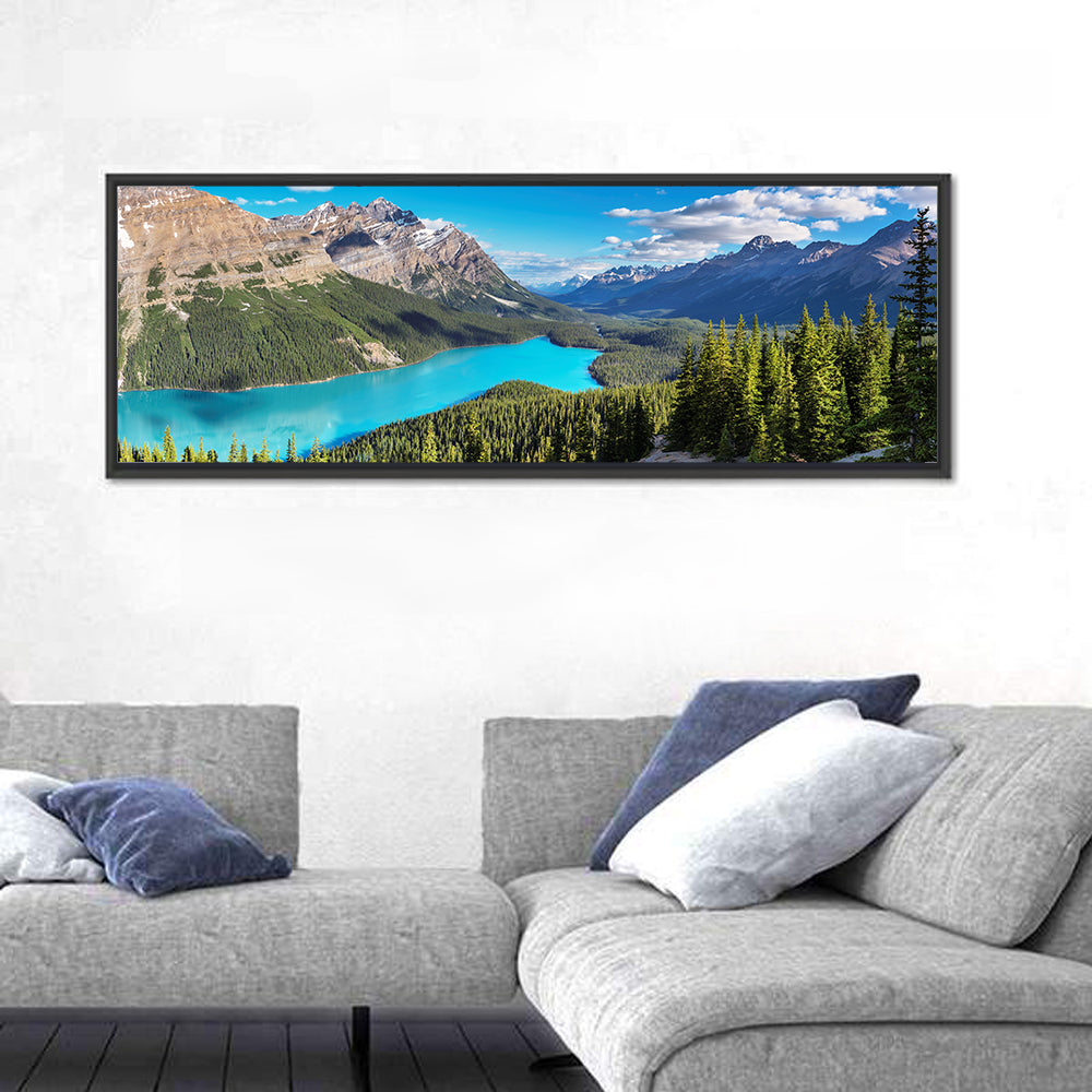 Peyto Lake, Banff National Park Wall Art in a room, panoramic