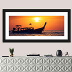 Longtail Boat at Sunset Wall Art