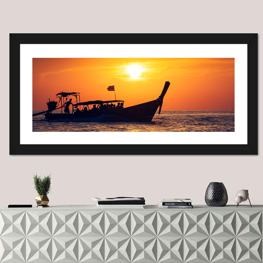 Longtail Boat at Sunset Wall Art