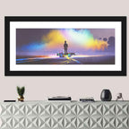 Silhouette with Paint Buckets and Rainbow Light Wall Art