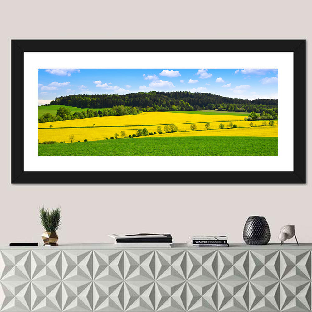 Spring Czech Countryside Landscape Wall Art in a room, panoramic